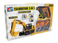 ESCAVATORE 3 IN 1 CON TRAPANO LUCI E SUONI