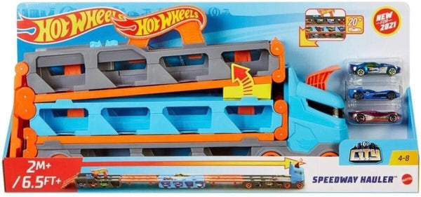 HOT WHEELS - CAMION 2 IN 1 TRASPORTATORE E PISTA