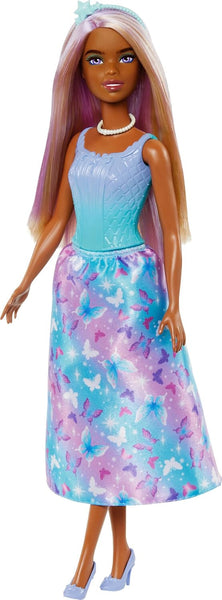 BARBIE FAIRYTALE PRINCESS CARNAGGIONE SCURA E ABITO LILLA