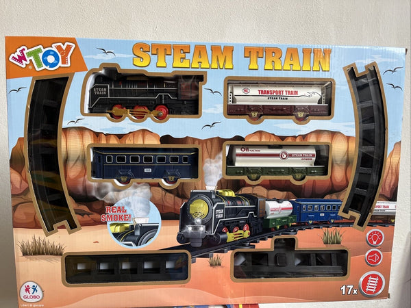TRENO MULTIFUNZIONE CON VAGONI/ROTAIE/LUCI E FUMO