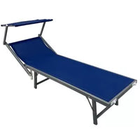 LETTINO ALLUMINIO CON PARASOLE BLU