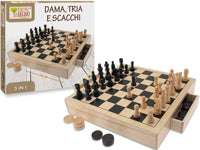 DAMA SCACCHI TRIA IN LEGNO
