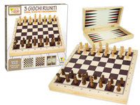 DAMA SCACCHI 3 IN 1 IN LEGNO