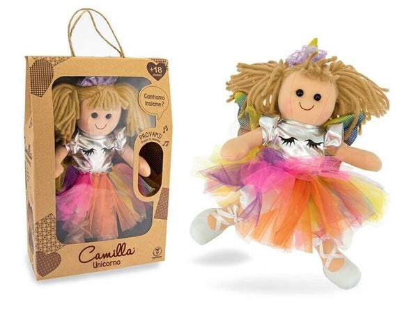 CAMILLA - BAMBOLA DI PEZZA UNICORNO CON VOCE